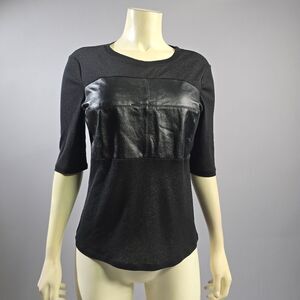 Women's Black Leather Panel Top R2